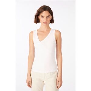AMO White Ribbed V-Neck Tank